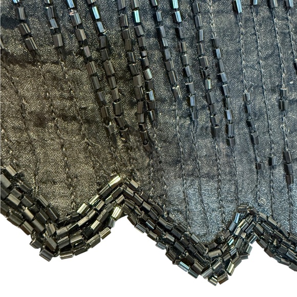 VTG Laurence Kazar Beaded Silk Top Black Sequin Evening Blouse Scalloped Size XL - Picture 5 of 10